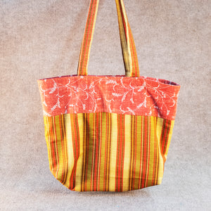 Karen Guzak - ORANGE/YELLOW-001 Handmade Tote Bag