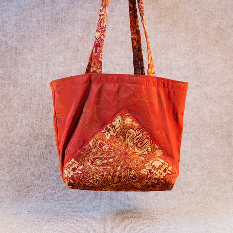 Karen Guzak - Red/Pink-011 Handmade Tote Bag