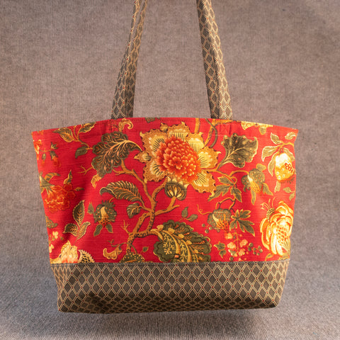 Karen Guzak - Red/Pink-036 Handmade Tote Bag
