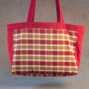 Karen Guzak - Red/Pink-044 Handmade Tote Bag